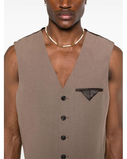 Our Legacy Brown Panelled-design Waistcoat for men