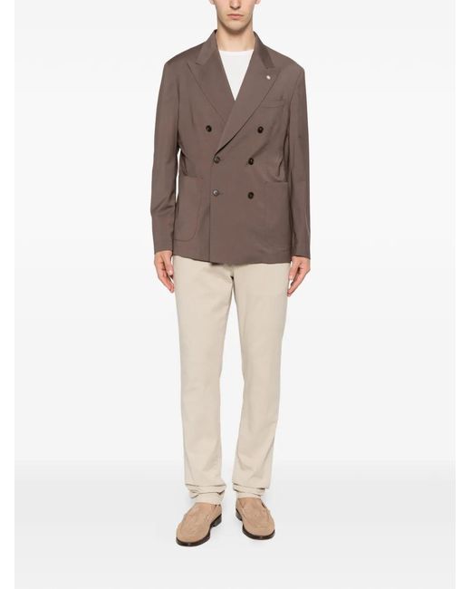 Manuel Ritz Brown Double-Breasted Jacket for men