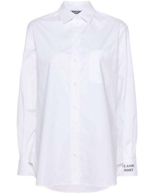 Chemise en popeline à poche poitrine Moschino en coloris White