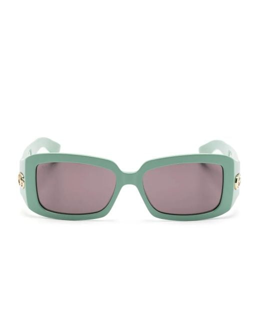 Gucci Gray Double G Rectangle-Frame Sunglasses