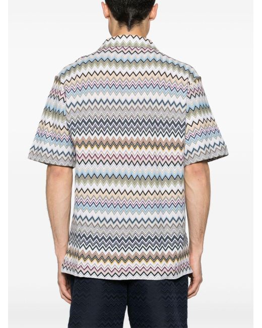 Missoni Gray Chevron-knit Cotton Shirt for men