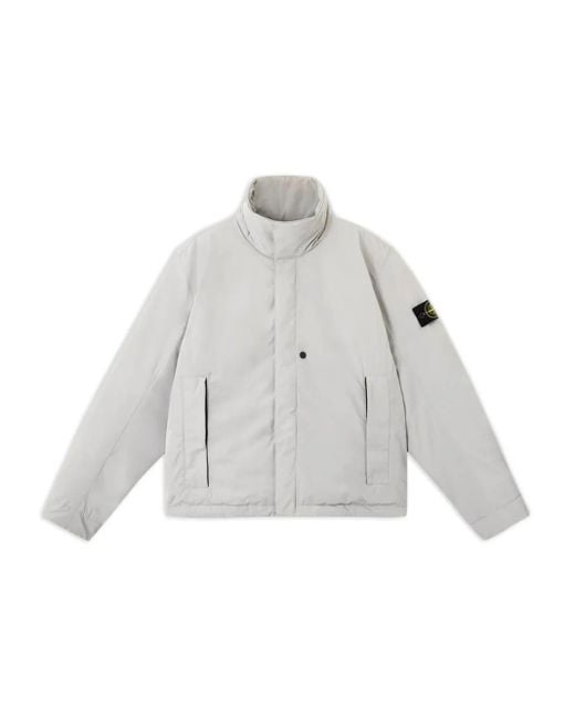 Stone Island White Logo-Patch Jacket for men