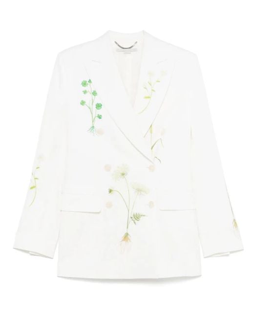 Stella McCartney White Floral-Embroidered Blazer