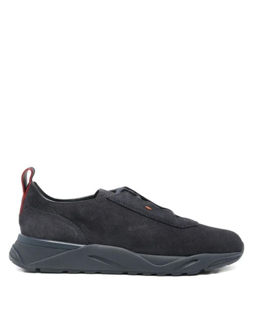 Santoni Blue Suede Sneakers for men