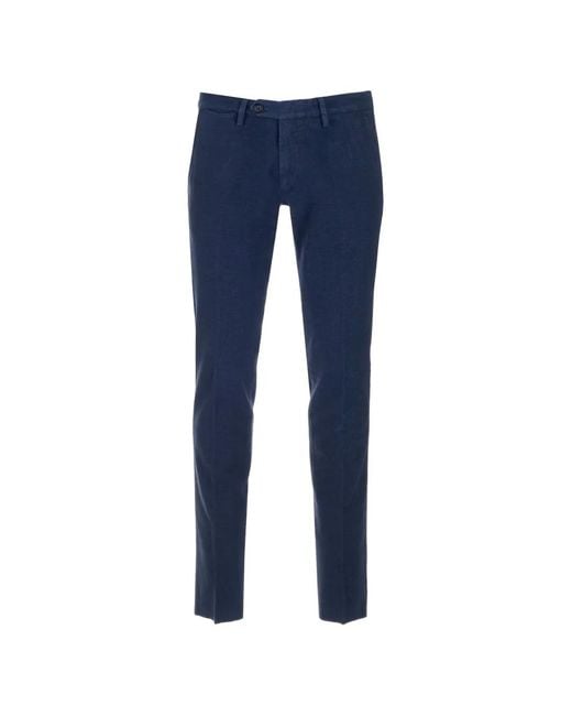 Al Duca D'aosta Blue Brushed-Cotton Chino Trousers for men