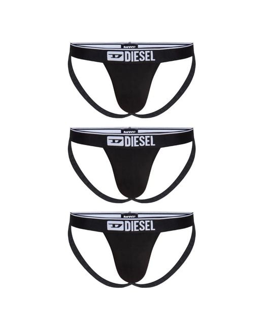 DIESEL White Three-Pack Logo-Waistband Jockstraps for men