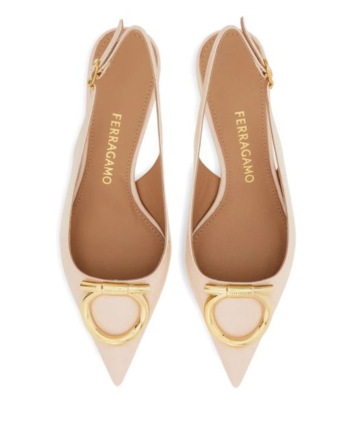 Ferragamo Natural 40Mm Gancini Slingback Pumps