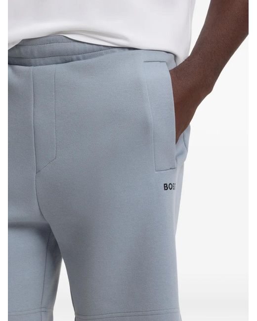 Boss Gray Logo-Embroidered Track Shorts for men