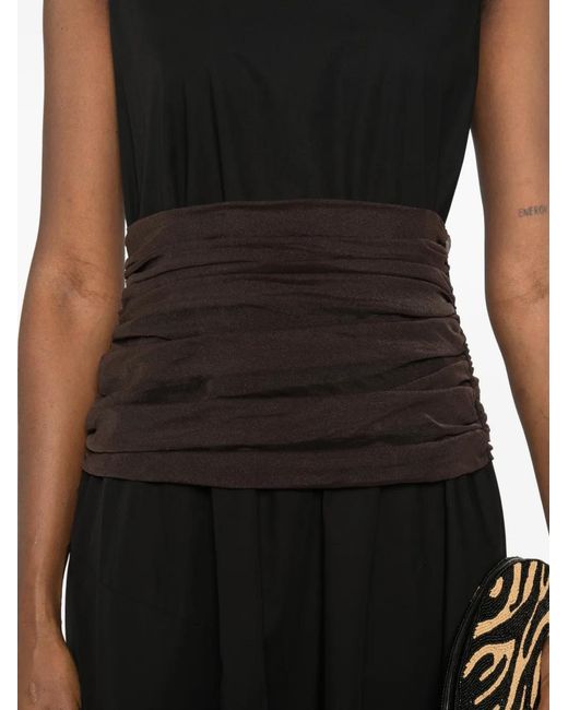 Tory Burch Black Ruched-Detail Sleeveless Midi Dress