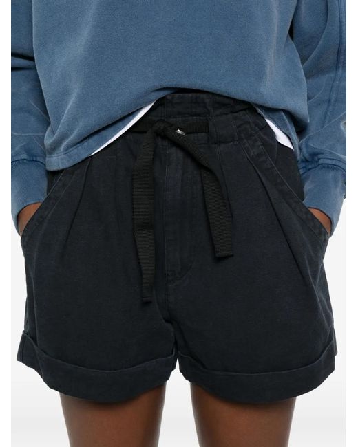 Isabel Marant Black Nirma Cotton And Linen Canvas Shorts