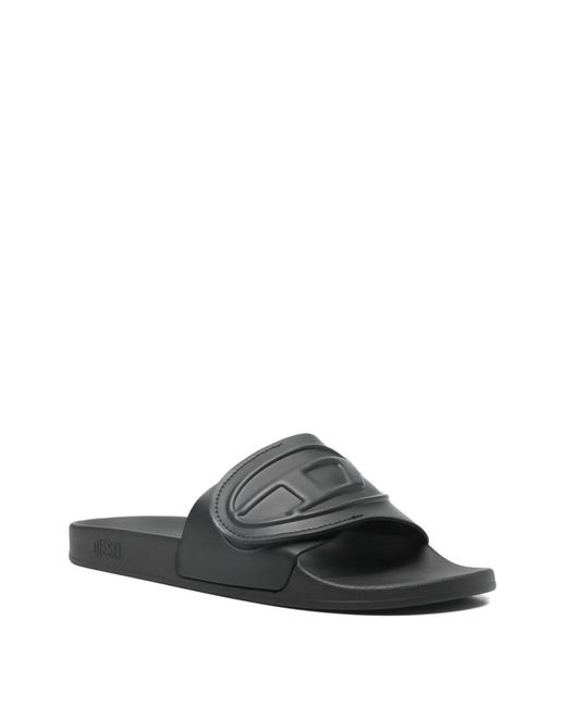 DIESEL Black Sa-Bloop Embossed Slides for men