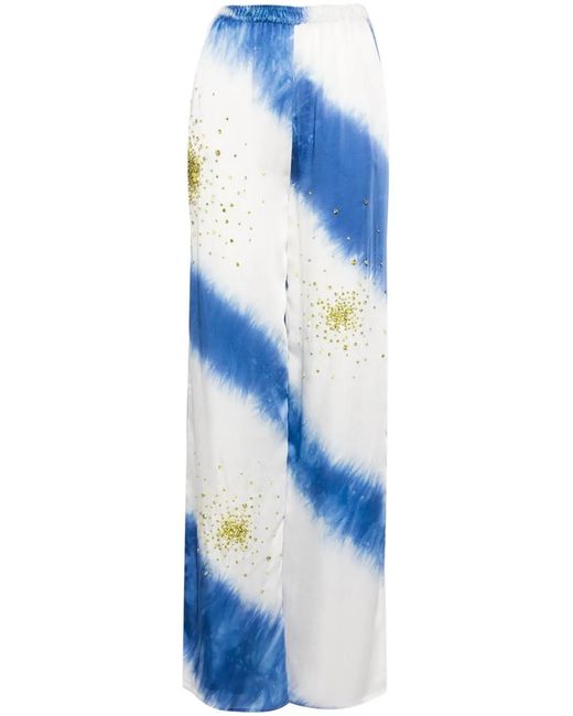 Des Phemmes Blue Crystal-Embellished Tie-Dye Trousers