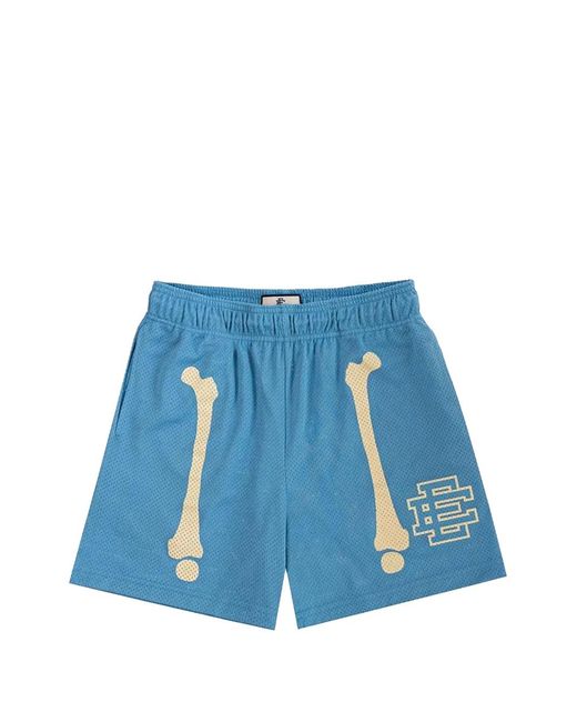 Eric Emanuel Blue Ee Logo-Detail Bone-Print Shorts for men