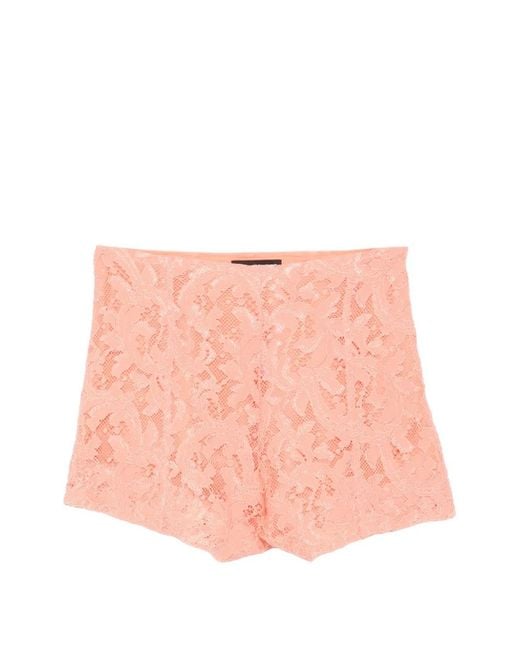 ACTUALEE Pink Lace-Patterned Shorts
