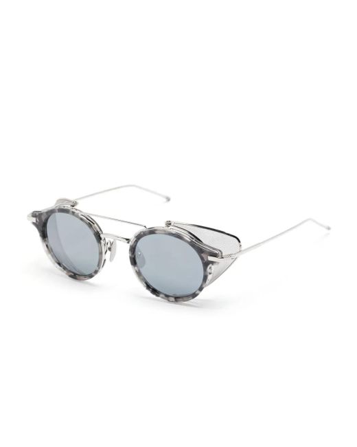 Thom Browne Gray Tortoiseshell Round Mirrored Sunglasses
