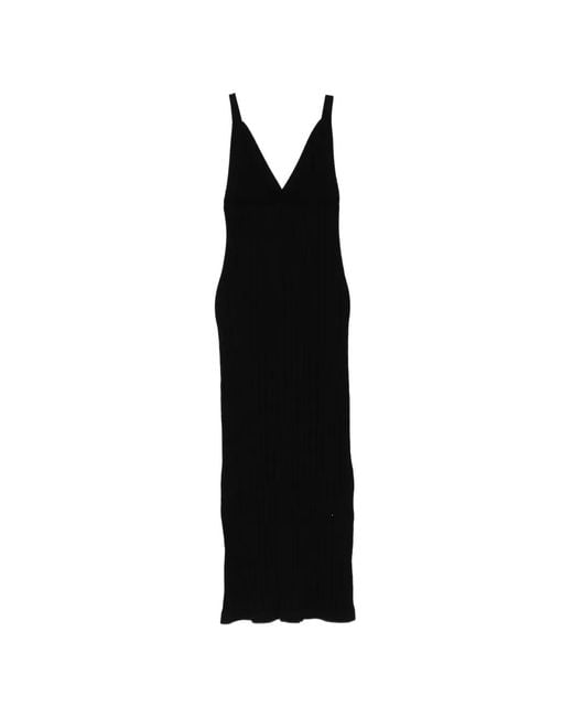 Pence Black Mia Ribbed-Knit V-Neck Maxi Dress