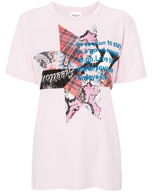 Isabel Marant Pink Zewel T-Shirt mit grafischem Print