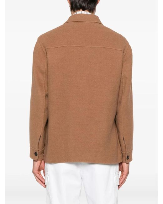 Eleventy Brown Button-Fastening Patch-Pocket Jacket for men
