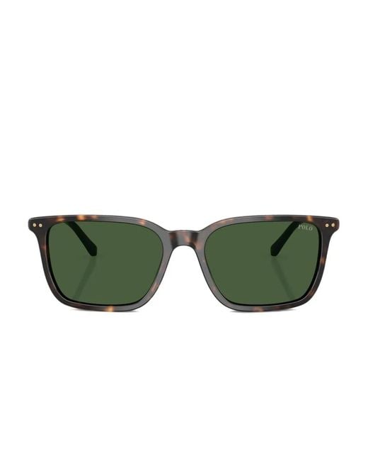 Polo Ralph Lauren Green Wimbledon Striped Rectangular Sunglasses for men