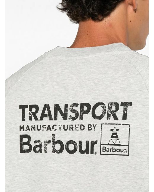 Barbour White Logo-Print Raglan-Sleeve Sweater for men