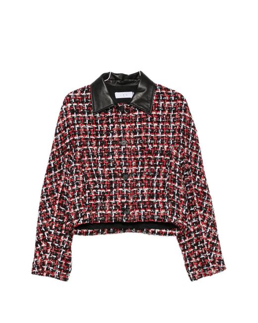 IRO Red Nuffy Tweed Leather-Collar Jacket