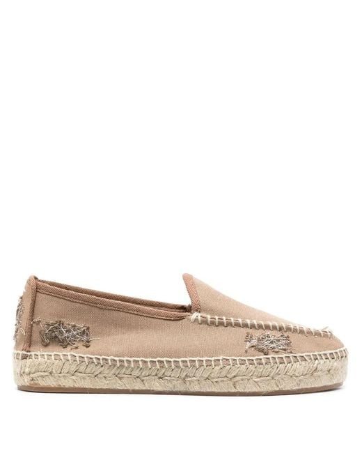 Maison Margiela Natural Embroidered Canvas Espadrilles
