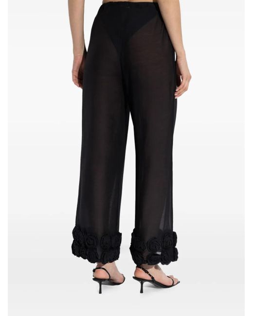 Oseree Blue Floral-Appliqué Trousers