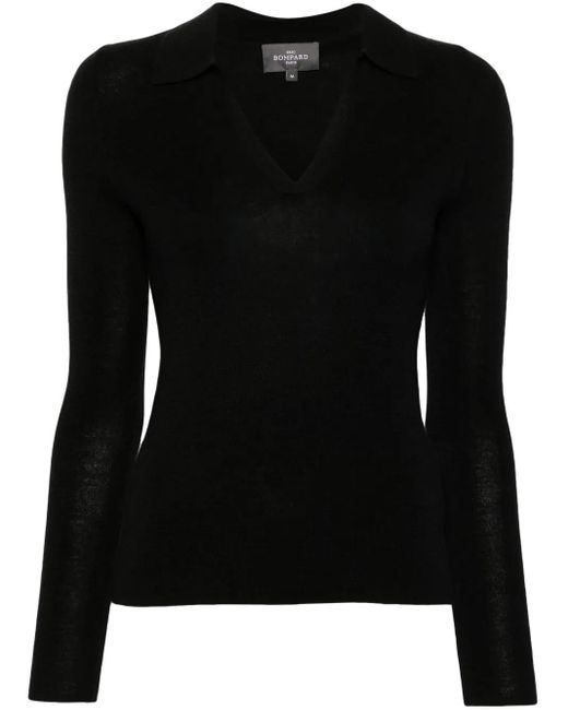 Eric Bompard Black Knitted Polo Top