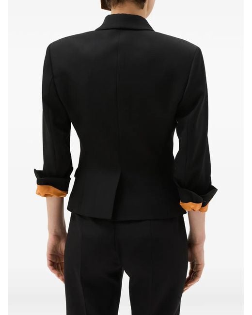 Versace Black Draped Grain De Poudre Wool Jacket