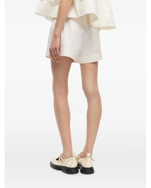 Ganni White Logo-Patch Shorts
