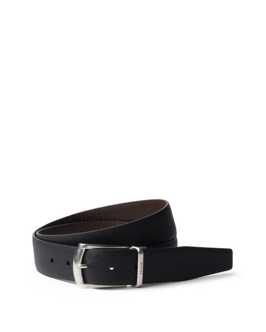 Ceinture En Cuir À Design Réversible Prada pour homme en coloris White