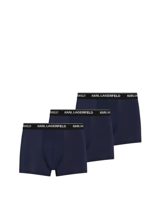 Karl Lagerfeld Blue Logo-Waistband Boxers (Set Of Three) for men