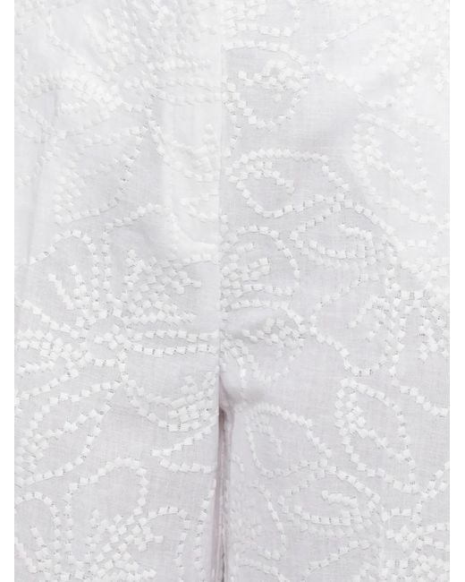 Emme White Embroidered Trousers