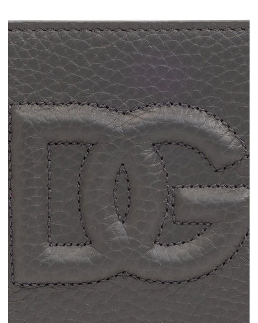 Dolce & Gabbana Gray Logo-embossed Leather Wallet for men