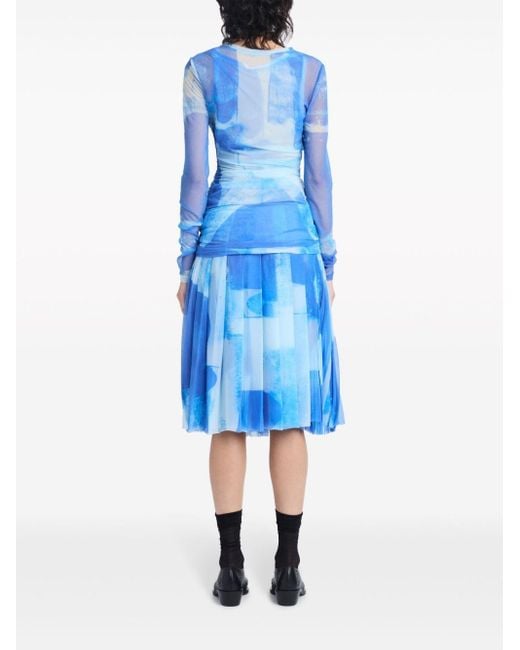 Proenza Schouler Blue Judy Graphic-print Pleated Skirt