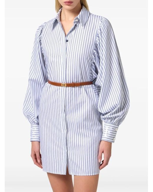 Elisabetta Franchi Blue Striped Shirt Dress