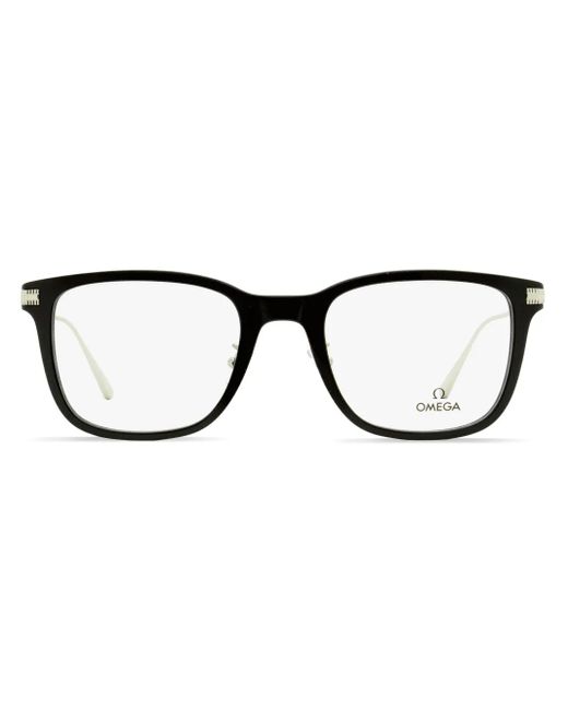 メンズ OMEGA EYEWEAR スクエアフレーム 眼鏡フレーム Brown