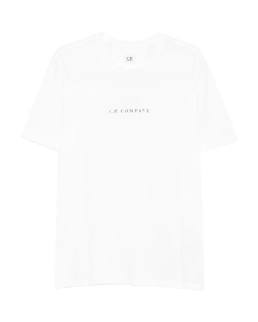 Camiseta de algodón con logo estampado C P Company de hombre de color White