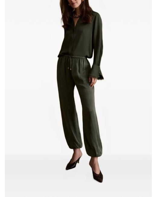Hevron Green Halina Drawstring Elasticated Track Pants