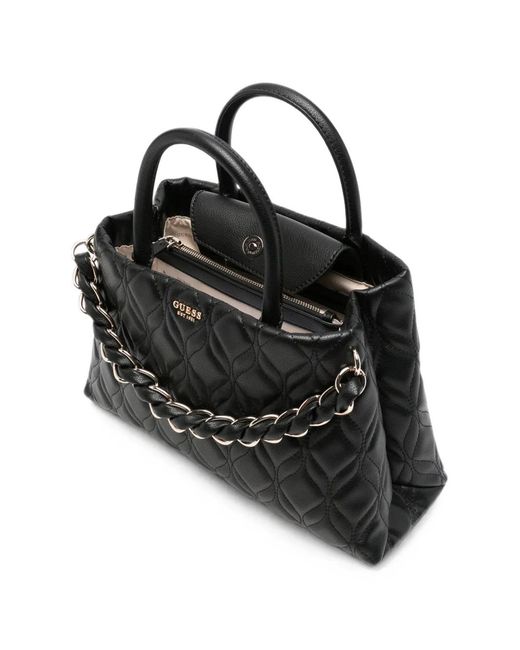Guess Black Quilted Tote Bag