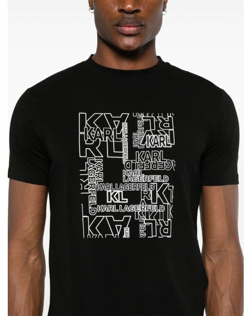 Karl Lagerfeld Black Logo-print T-shirt for men