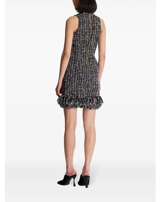Balmain Black Button-Embellished Tweed Minidress