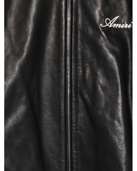Amiri Black Snake-Effect Studded Bones Leather Jacket for men