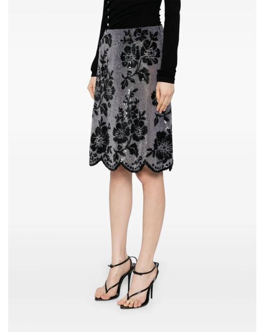 Ashish Black Sequin Mesh Skirt