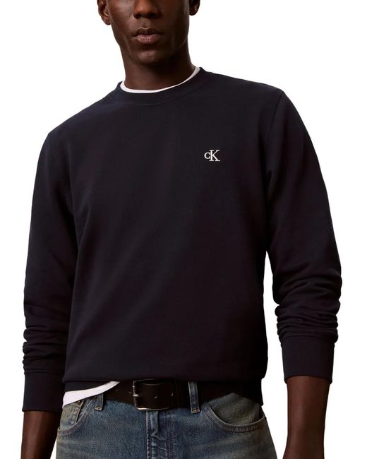 Calvin Klein Blue Logo-Embroidered Sweatshirt for men