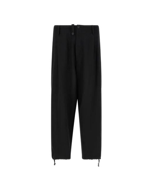 Yohji Yamamoto Black New Standard Wallet Asymmetric-Closure Trousers for men
