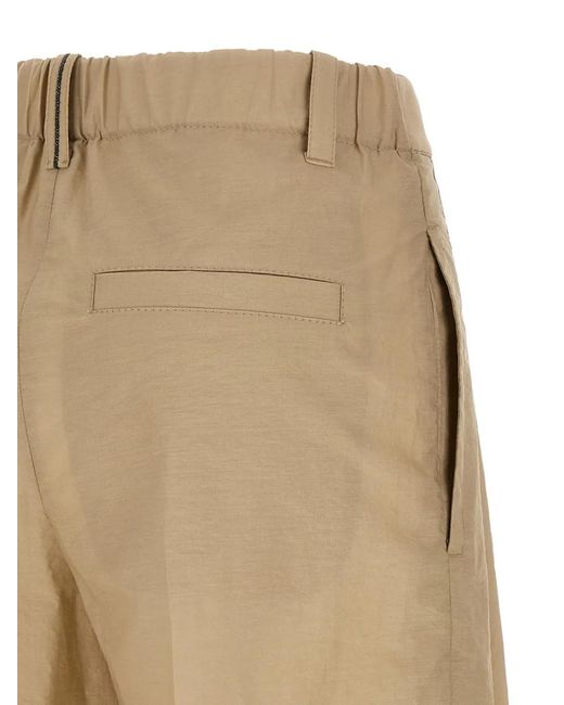 Brunello Cucinelli Natural Monile Pleated Trousers