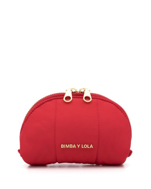 Bimba Y Lola Red Small Logo-lettering Makeup Bag
