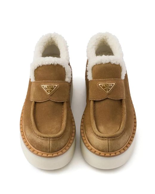 Prada Brown Suede Loafers