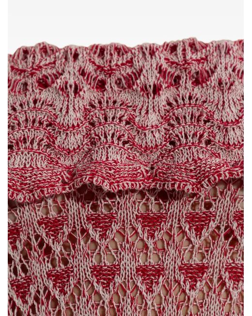 Etro Red Ruffled Spaghetti-Strap Mini Dress